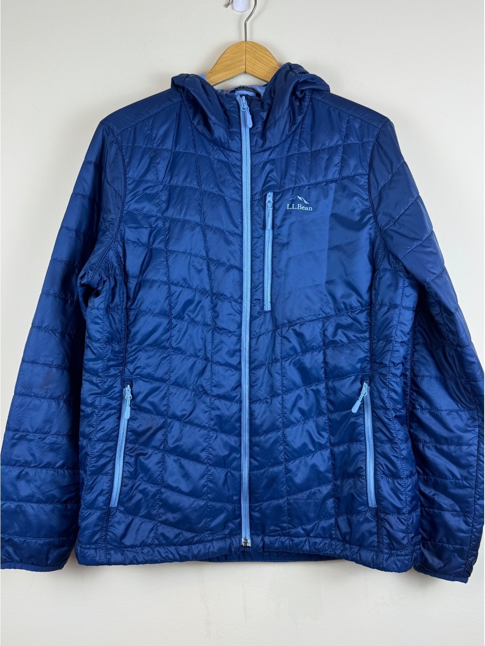 L.L.Bean PrimaLoft Packaway Hooded Puffer Jacket Blue Women’s Large Gorpcore